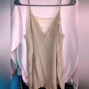 Lace Trim Pinstripe Tank Top With Adjustable Straps